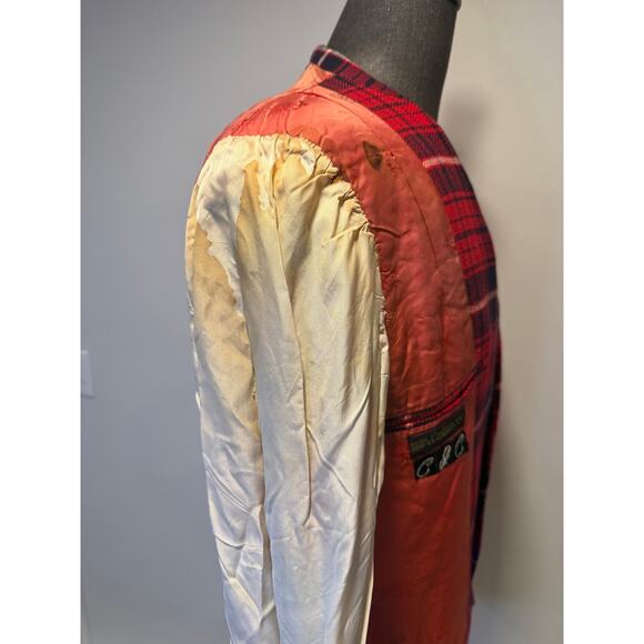 Lebow 100% Cashmere Red Blue Plaid 2 Button Vintage Suit Jacket Size 43 JL - Picture 13 of 16